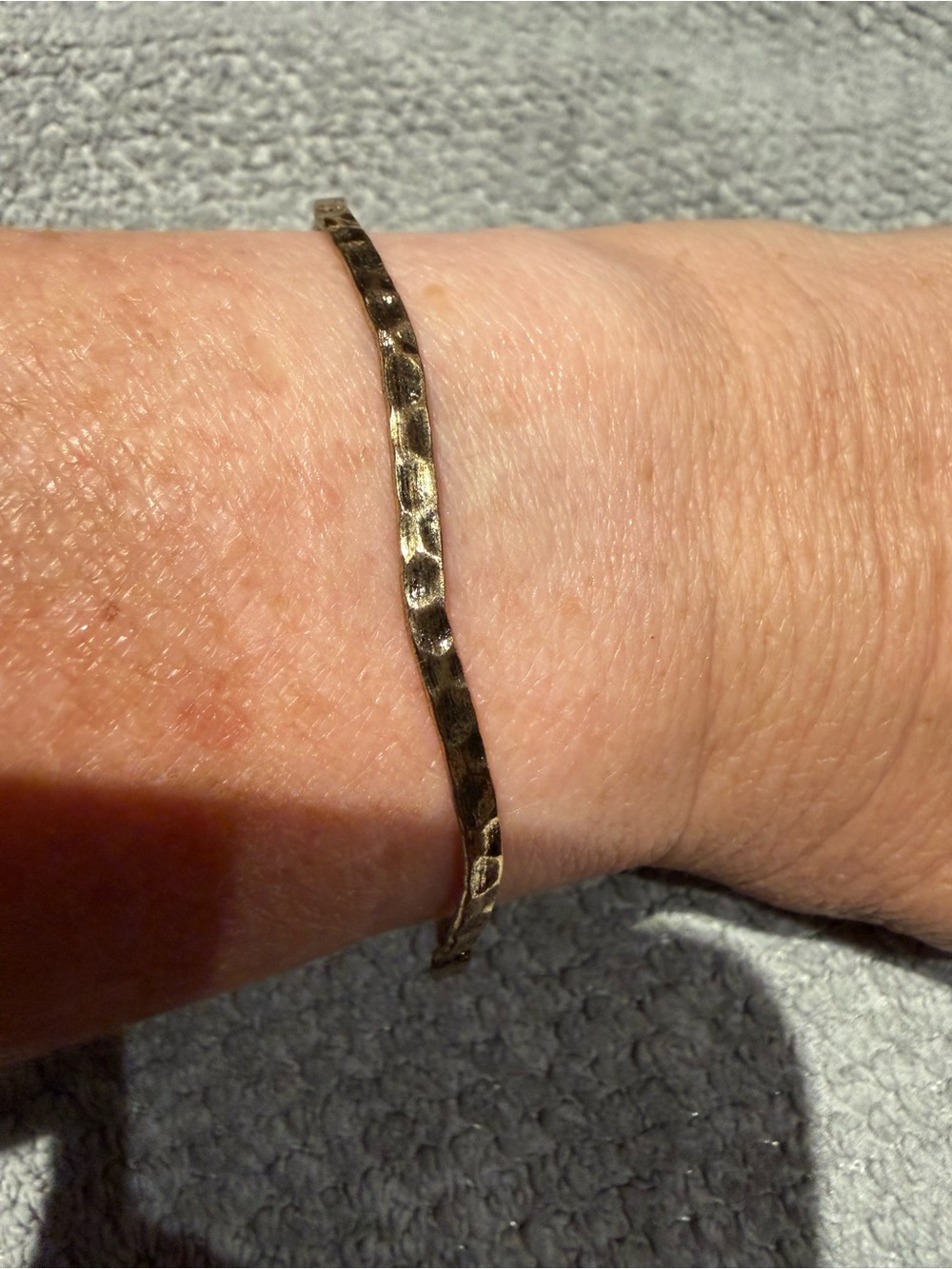 Hammered Thin Metal Bangle Bracelet - Gold Tone